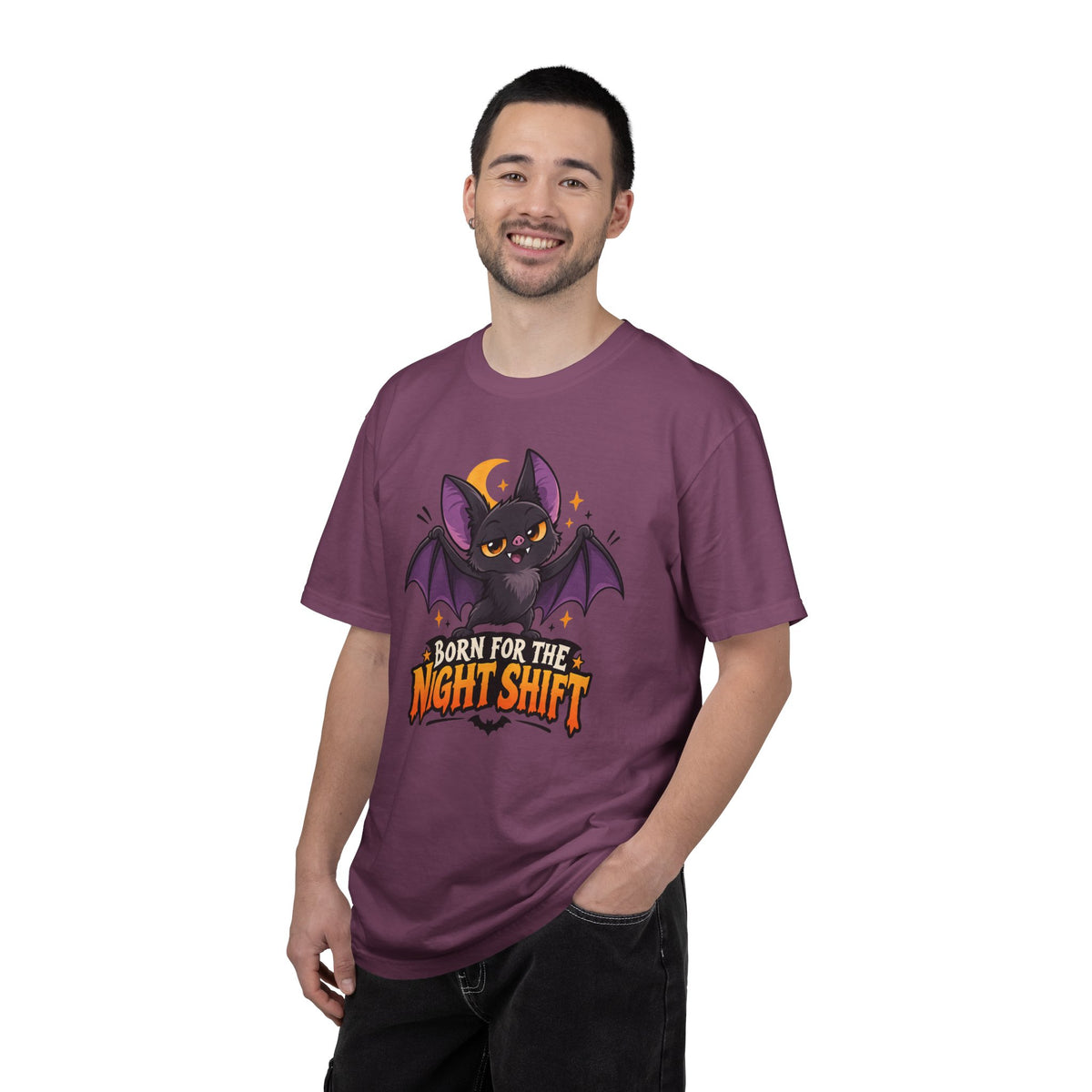 Born for the Night Shift – Cute Halloween Bat T-Shirt
