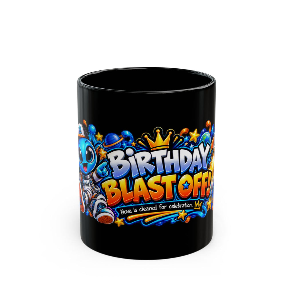 Birthday Blast Off Black Mug – Festora Alien Nova Birthday Cup