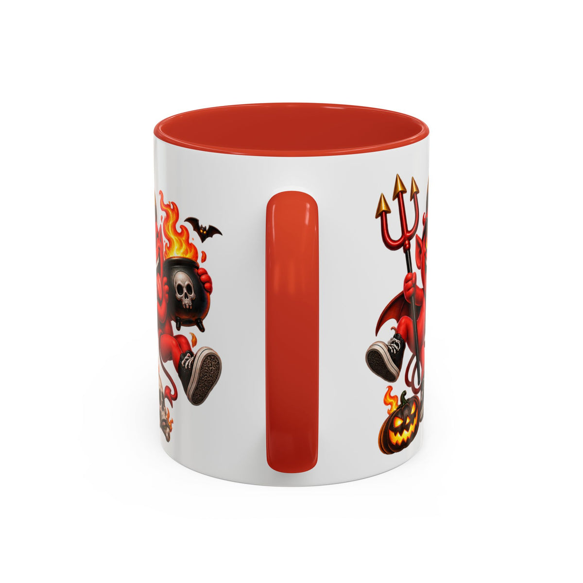 Too Hot for Halloween White Mug – Funny Devils, Flames & Spooky Design