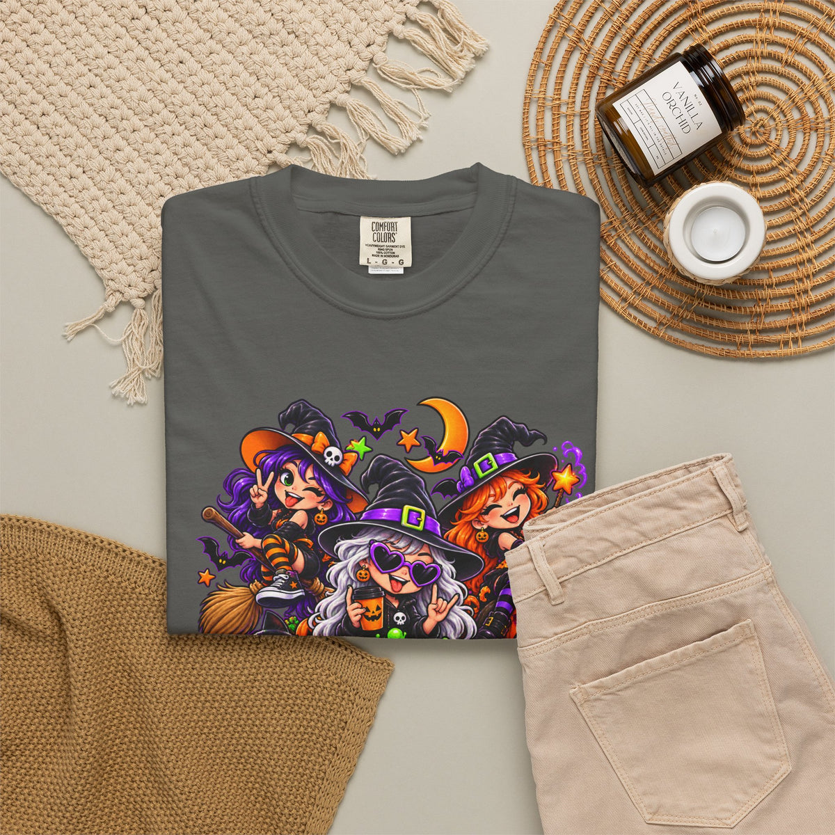 Witchy & Wild – Halloween Witch Crew Graphic T-Shirt