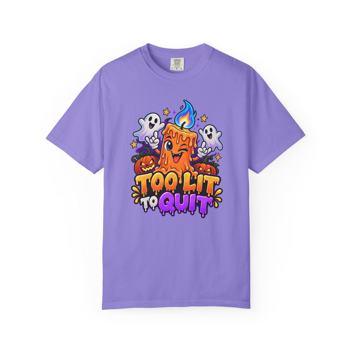 Too Lit to Quit – Funny Halloween Candle T-Shirt