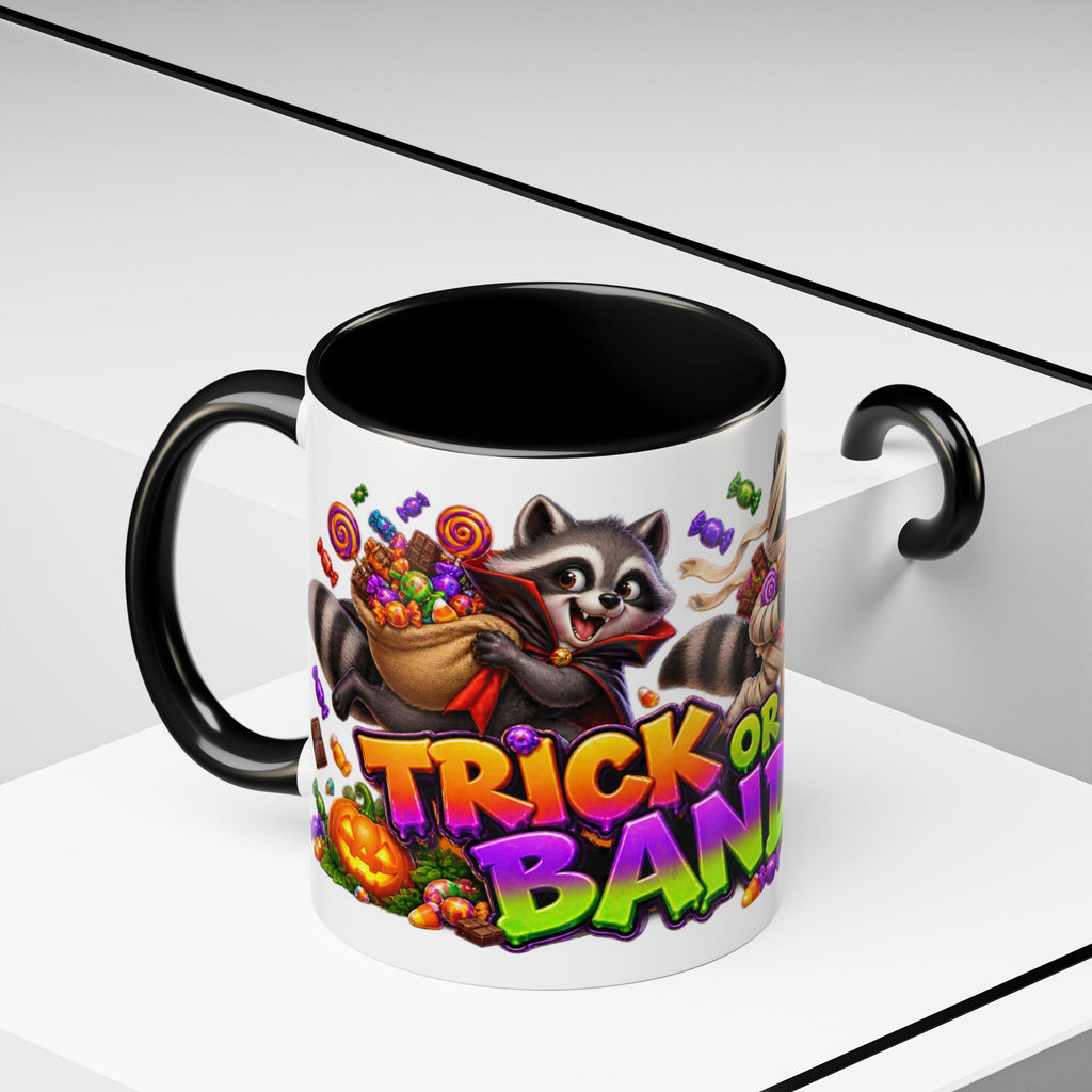 Trick or Treat Bandits Raccoons Halloween White Mug