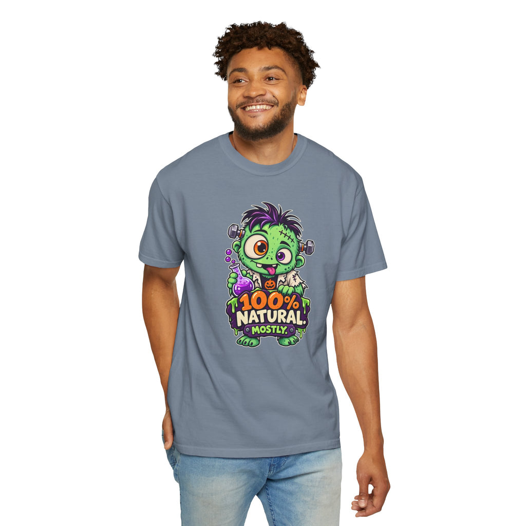 100% Natural. Mostly. – Cute Halloween Lab Monster T-Shirt