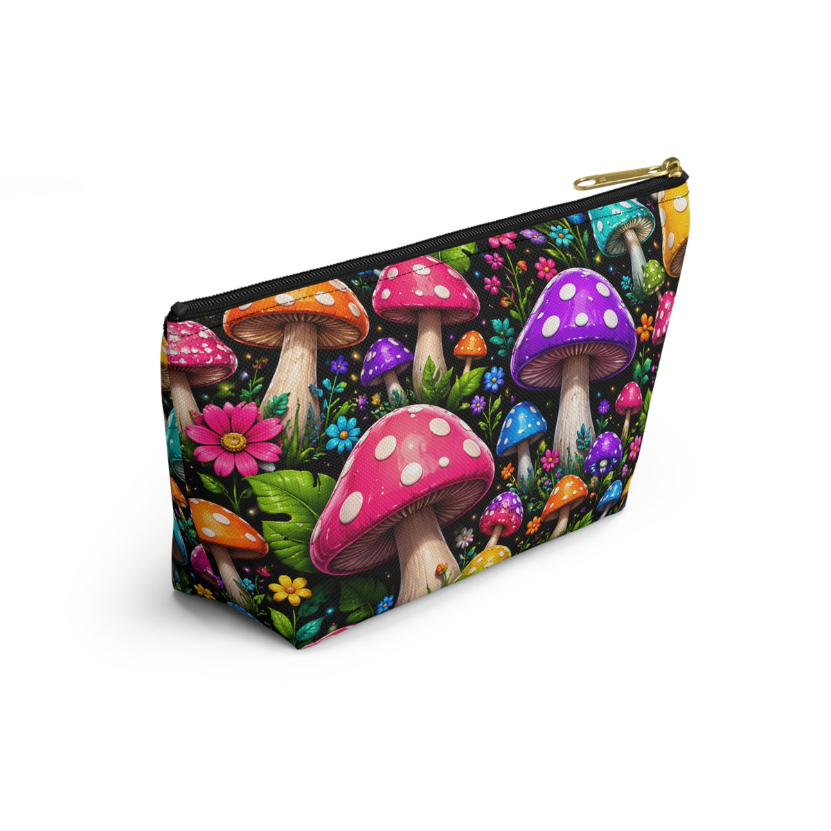 Mushroom Garden Accessory Pouch — Colorful T-Bottom Cosmetic Bag