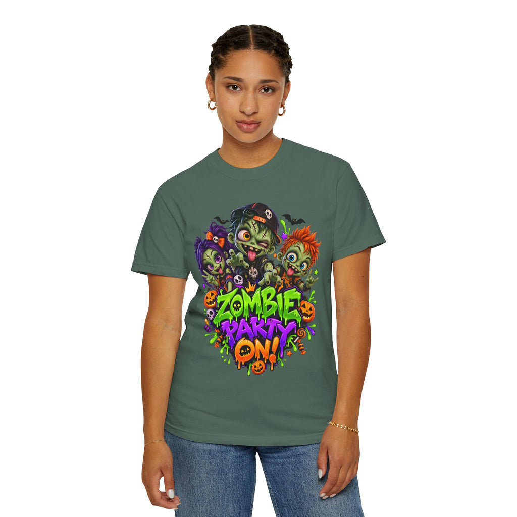 Zombie Party On! – Halloween Zombie Crew Graphic T-Shirt