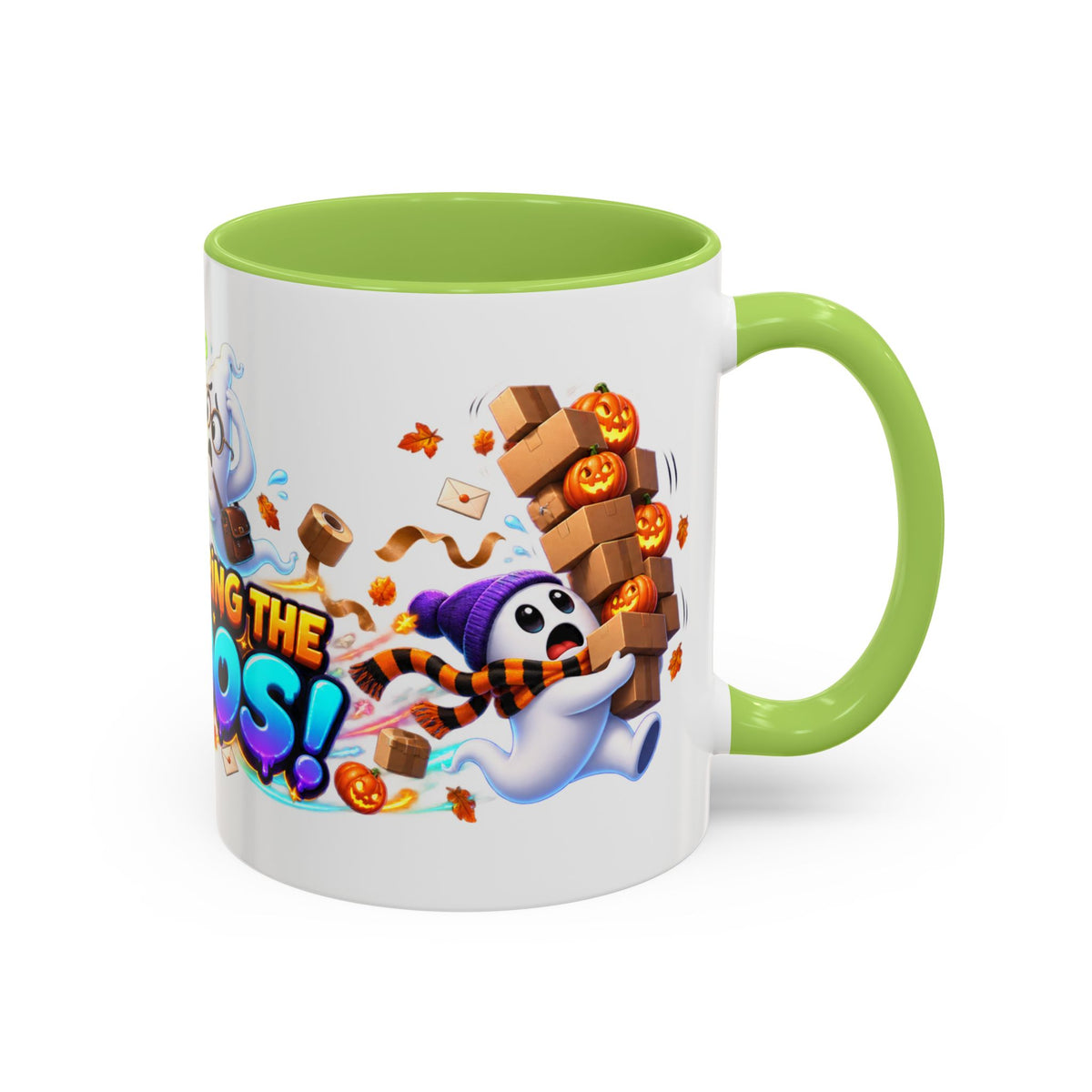Delivering the Boos Ghost Delivery Halloween White Mug