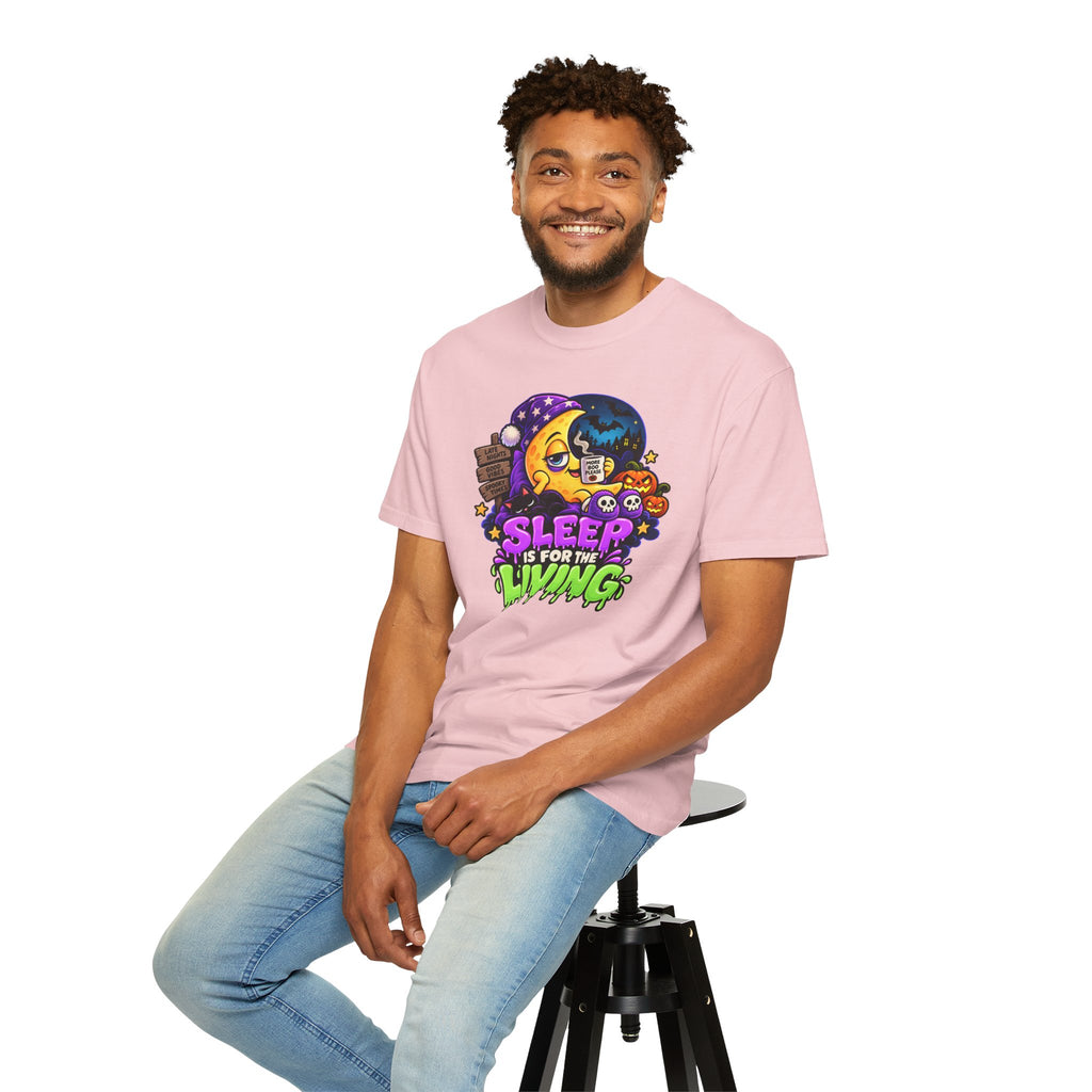 Sleep Is for the Living – Funny Halloween Moon T-Shirt