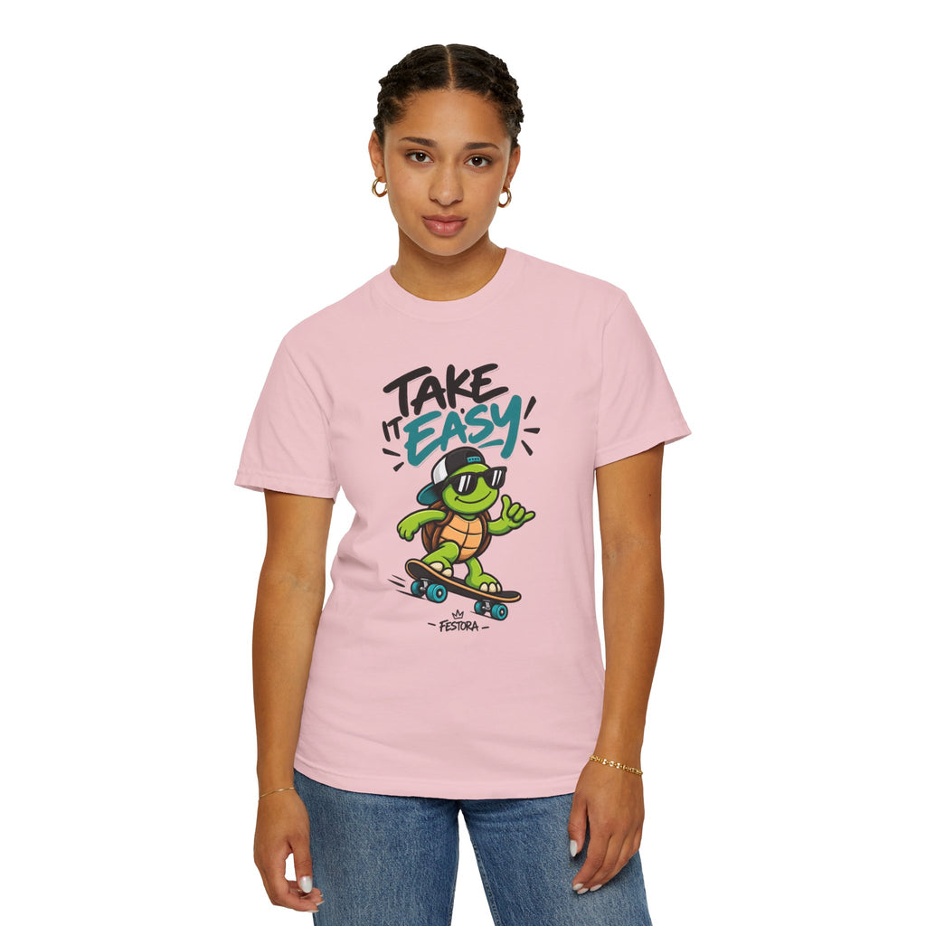 Take It Easy Skate Turtle Graphic T-Shirt | Festora Everyday