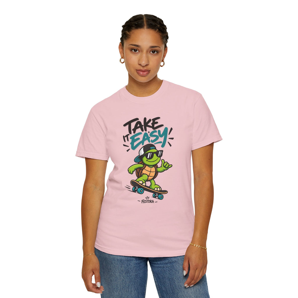 Take It Easy Skate Turtle Graphic T-Shirt | Festora Everyday