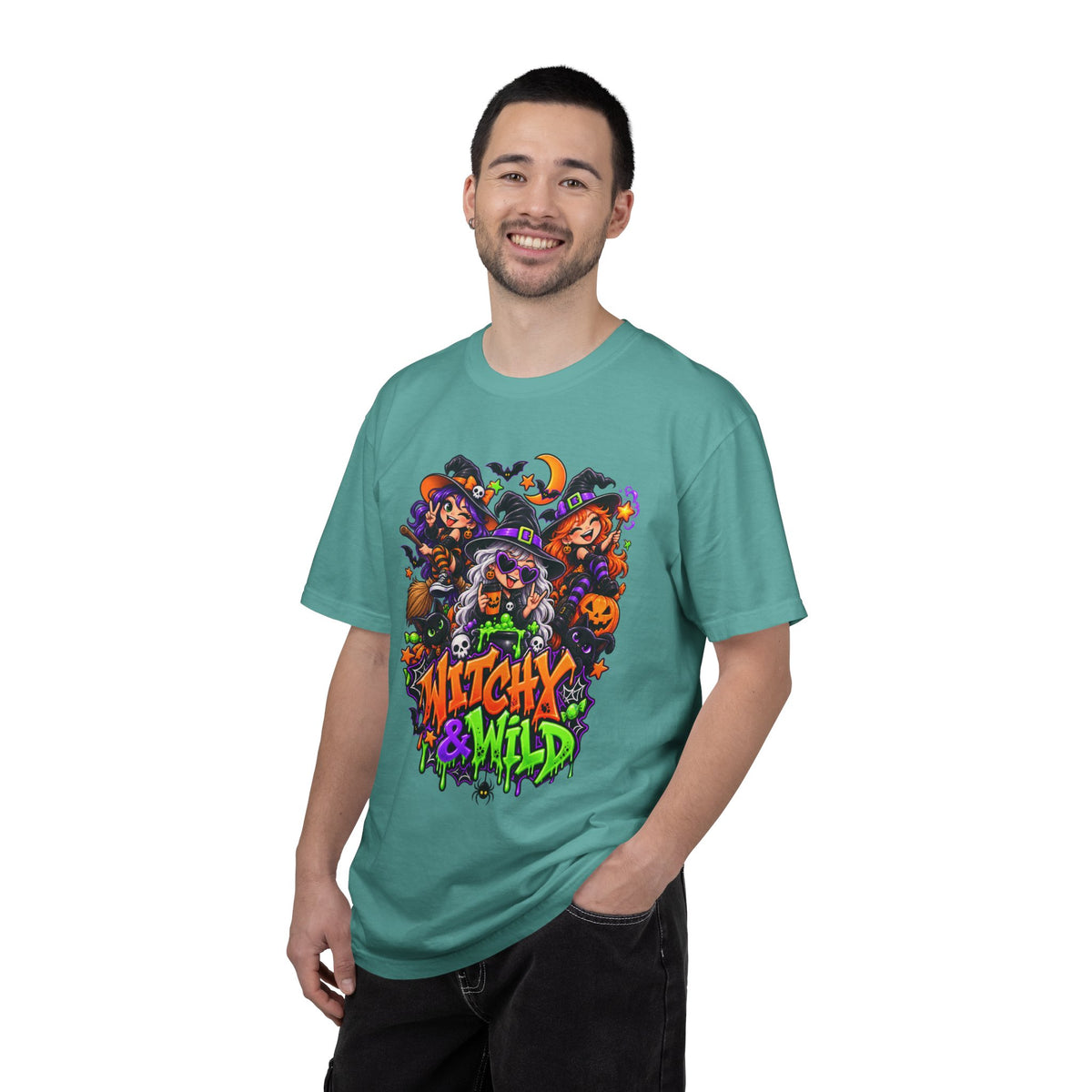 Witchy & Wild – Halloween Witch Crew Graphic T-Shirt