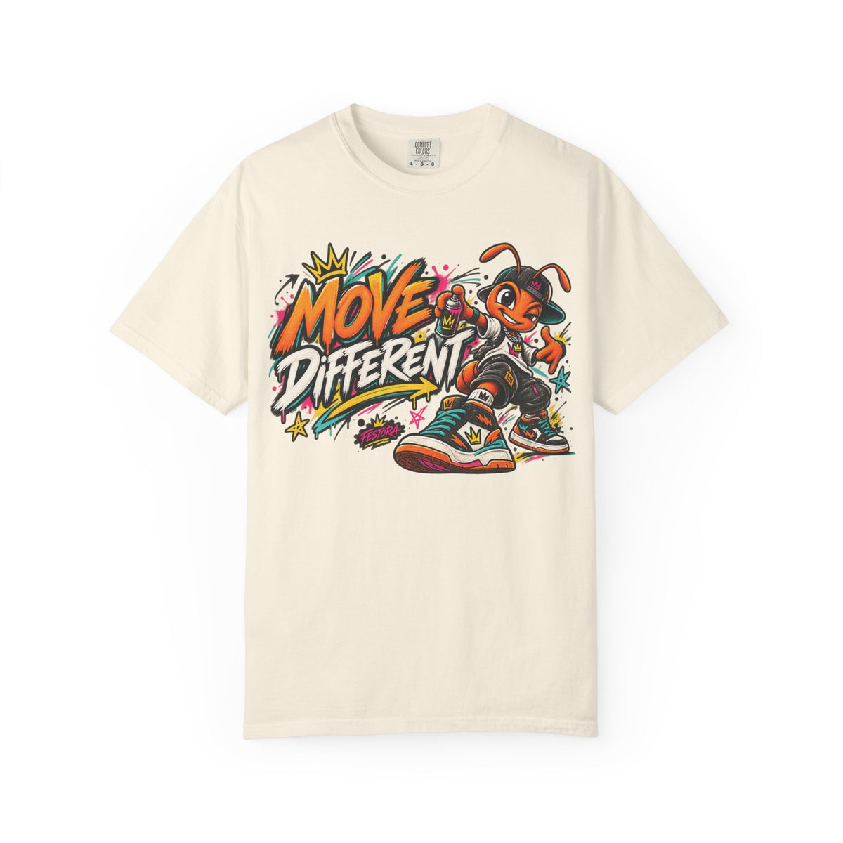 Move Different Graphic T-Shirt — Streetwear Skate Ant Mascot Design