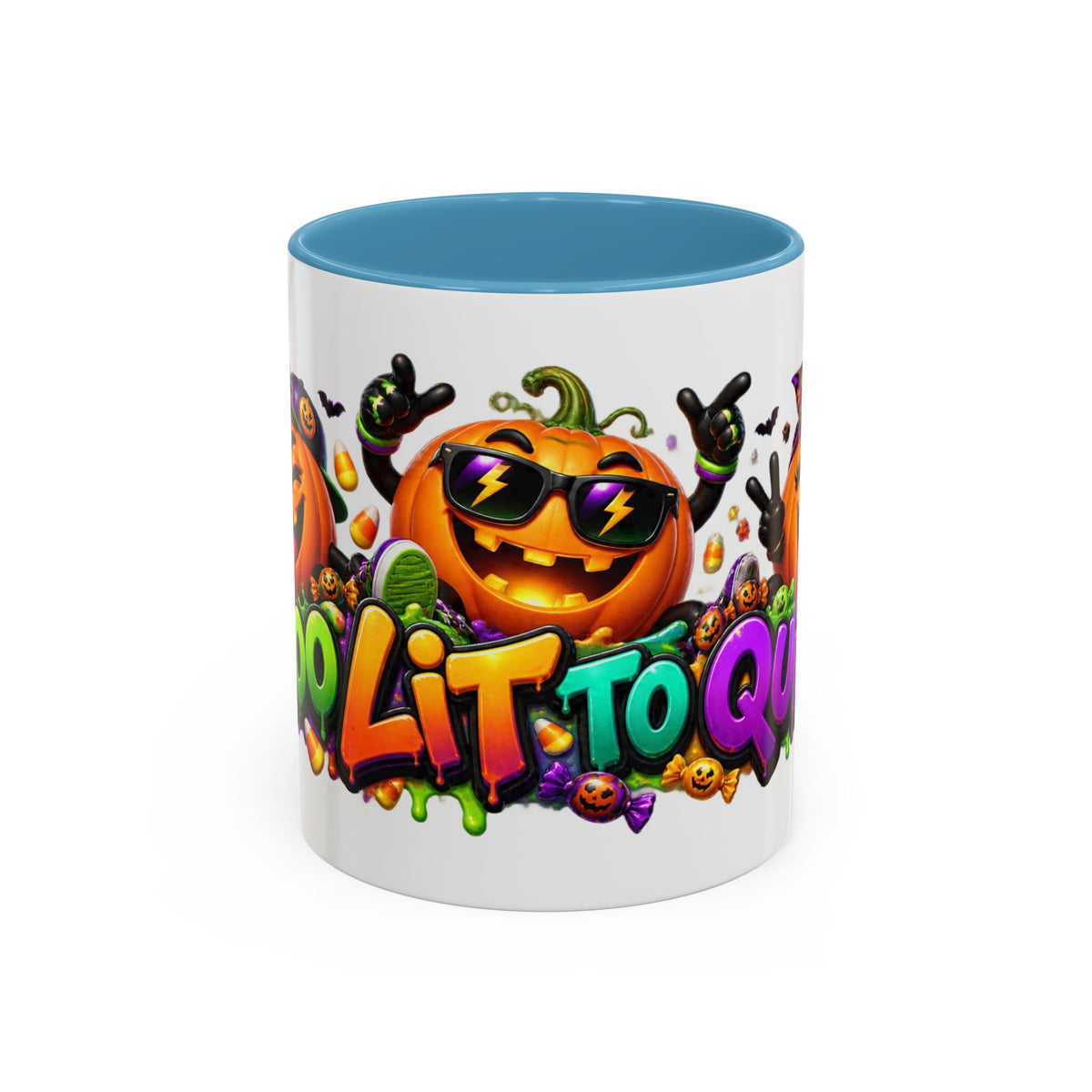 Too Lit to Quit Halloween Pumpkin Party White Mug