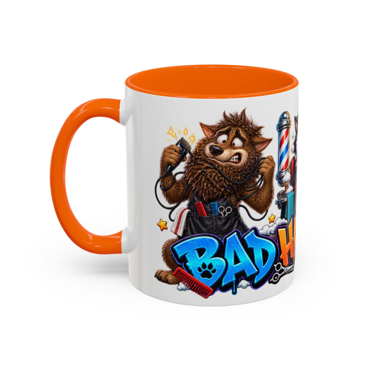 Bad Hair Night Funny Werewolf Barber Halloween White Mug