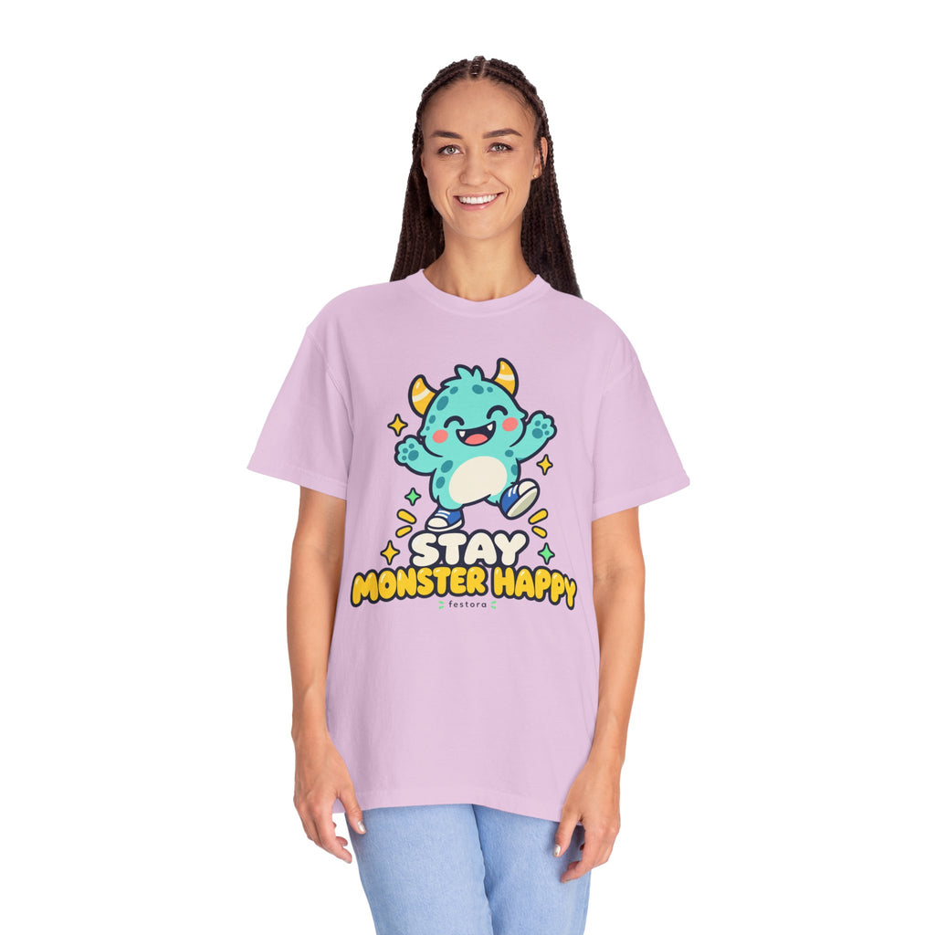 Stay Monster Happy – Cute Monster Graphic T-Shirt