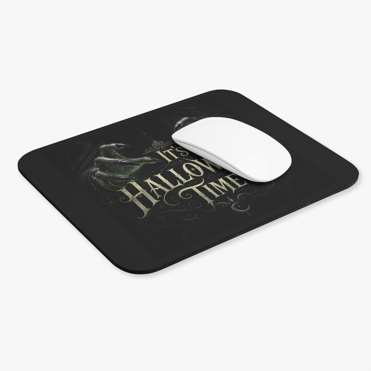 Halloween Mouse Pad — 'It's Halloween Time' Raven Gothic Desk Mat
