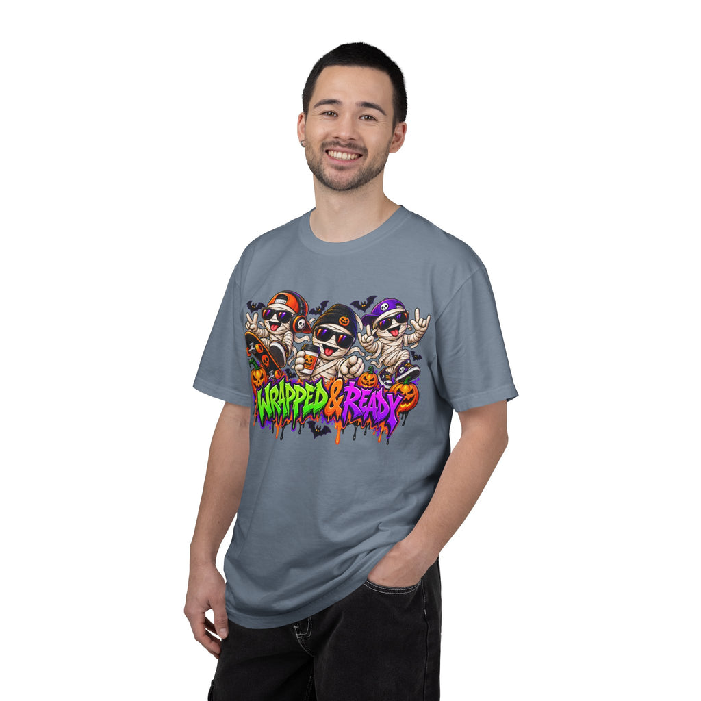 Wrapped & Ready – Halloween Mummy Crew Graphic T-Shirt