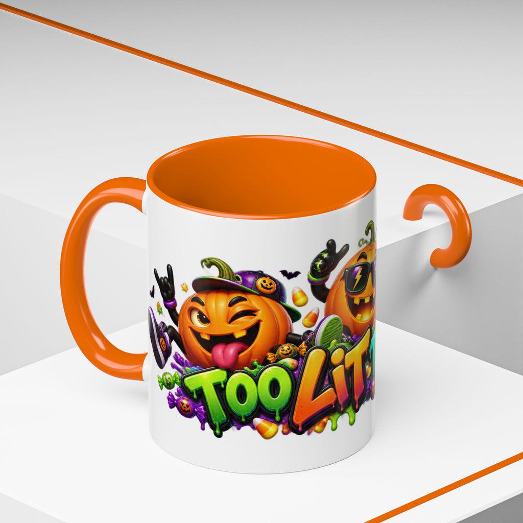 Too Lit to Quit Halloween Pumpkin Party White Mug