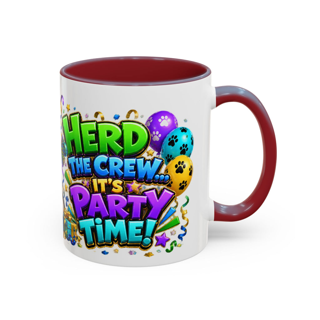 Herd the Crew Border Collie Birthday White Mug