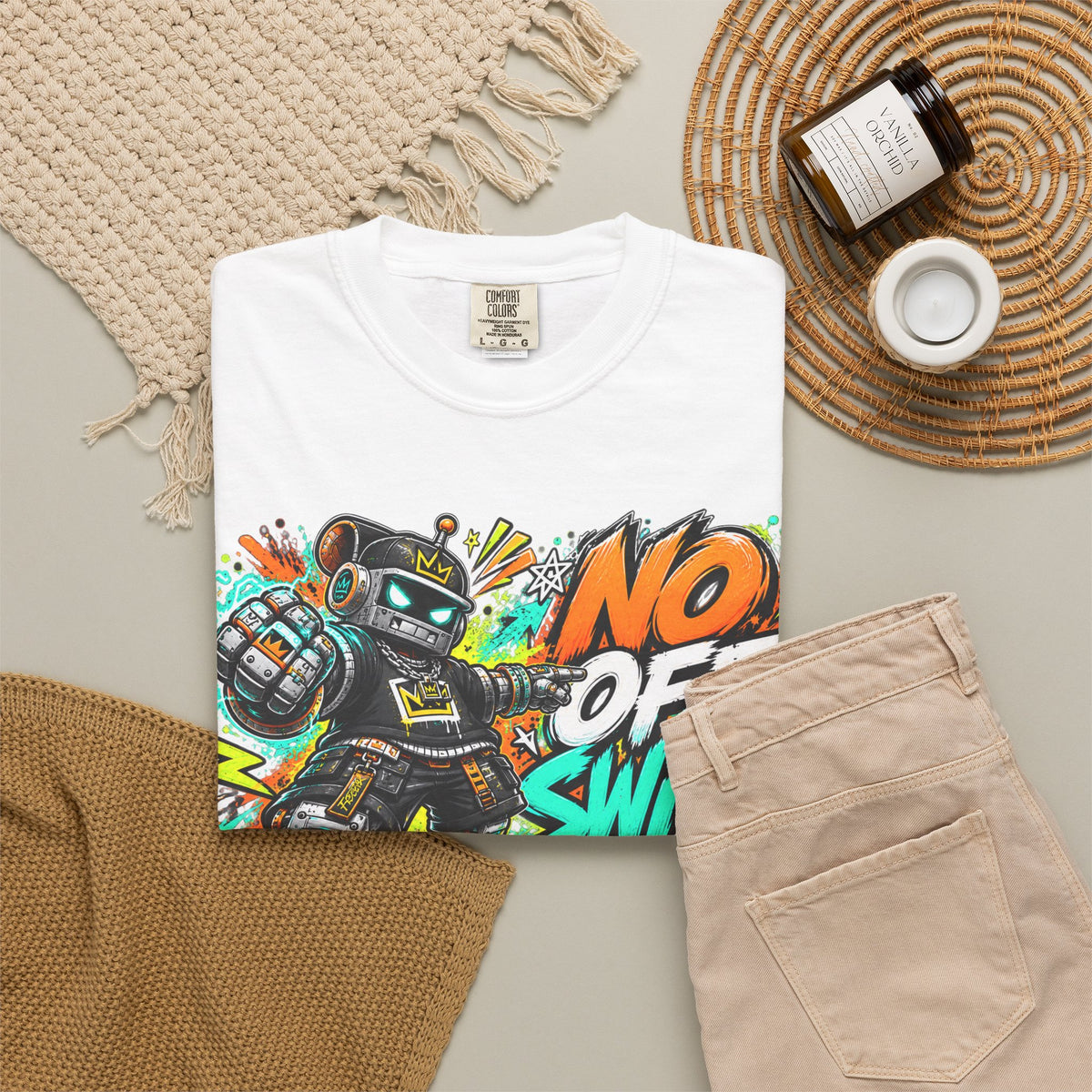 No Off Switch Robot Graphic T-Shirt — Bold Retro Streetwear Design