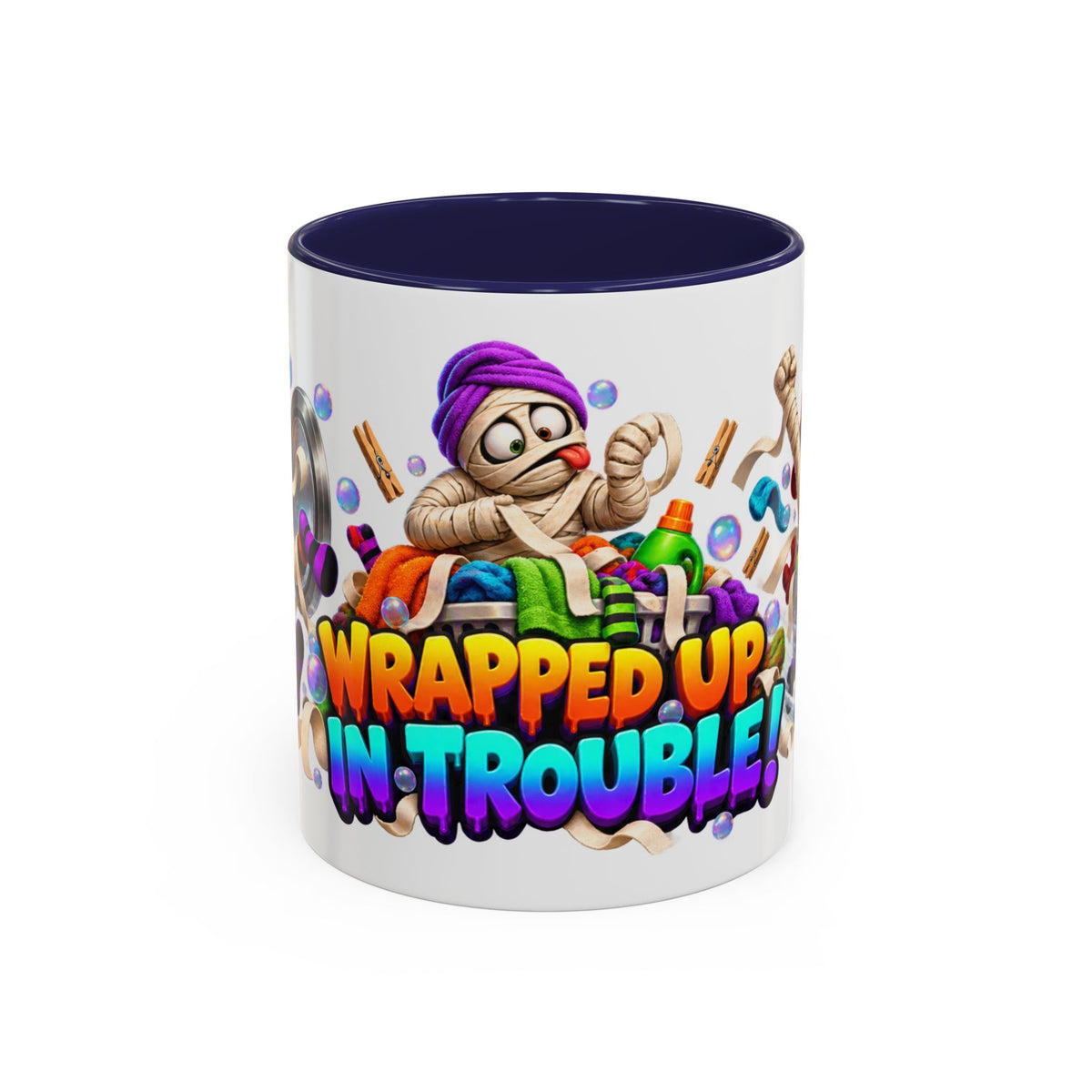 Wrapped Up in Trouble Mummy Halloween White Mug