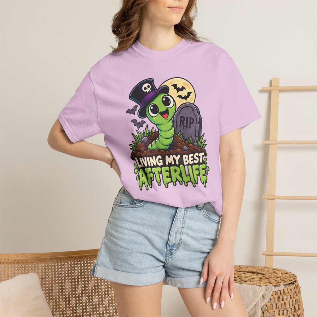 Living My Best Afterlife – Cute Halloween Graveyard Worm T-Shirt