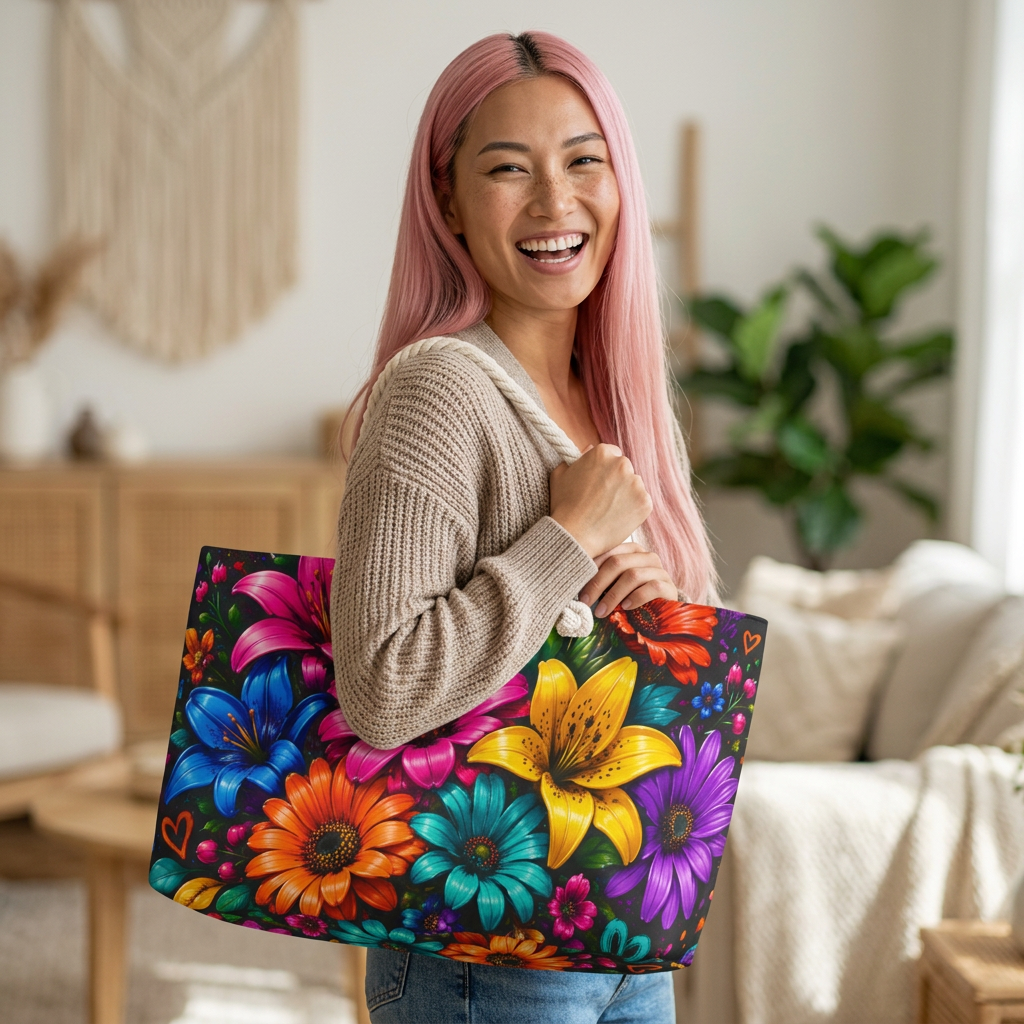 Colorful Floral Weekender Bag – Bright Bouquet Travel Tote