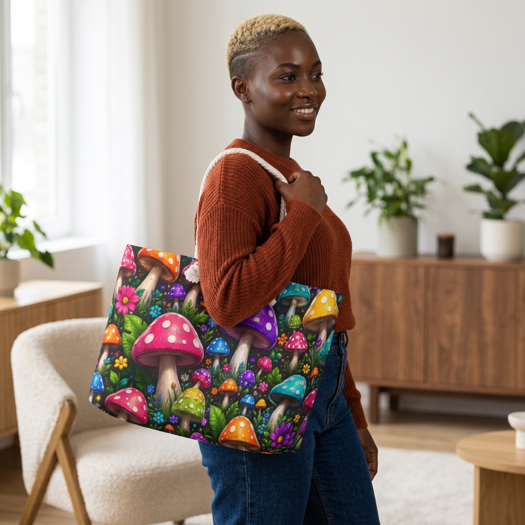 Mushroom Meadow Weekender Bag — Colorful Fantasy Travel Tote