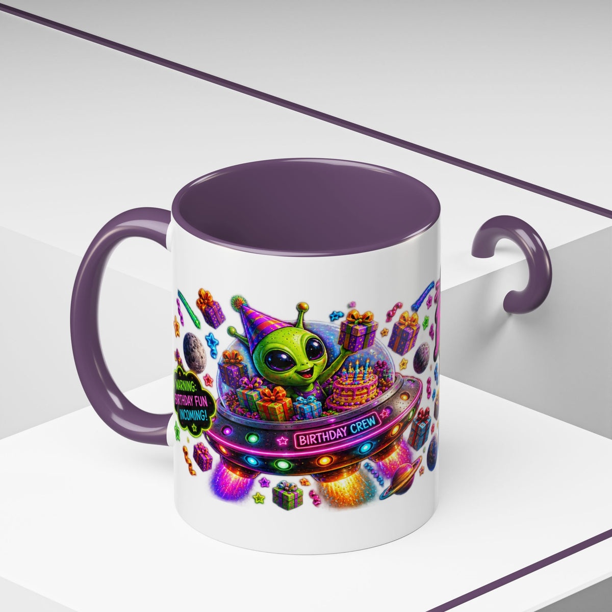 Birthday Galaxy Coffee Mug — "I Heard It's Your Birthday So I Brought The Party From Another Galaxy" Accent Mug