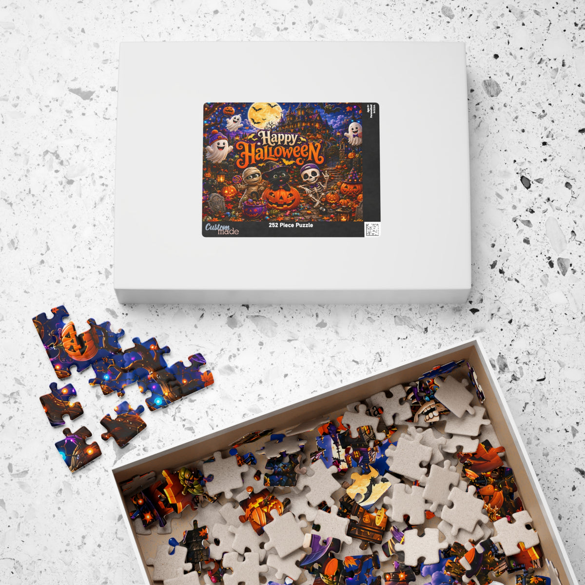 Title: Happy Halloween Puzzle – Spooky Haunted House Jigsaw Puzzle, 110 or 252 Pieces