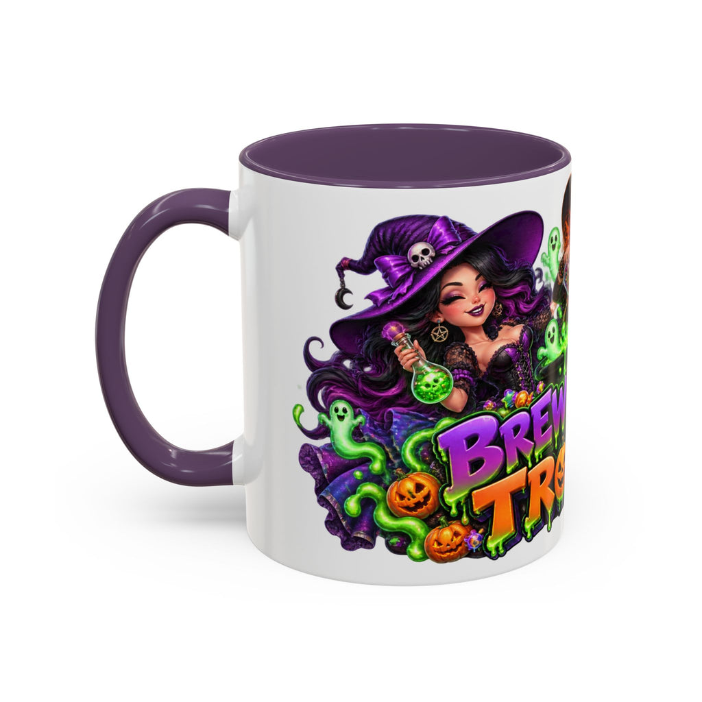 Brewing Up Trouble Witches Halloween White Mug