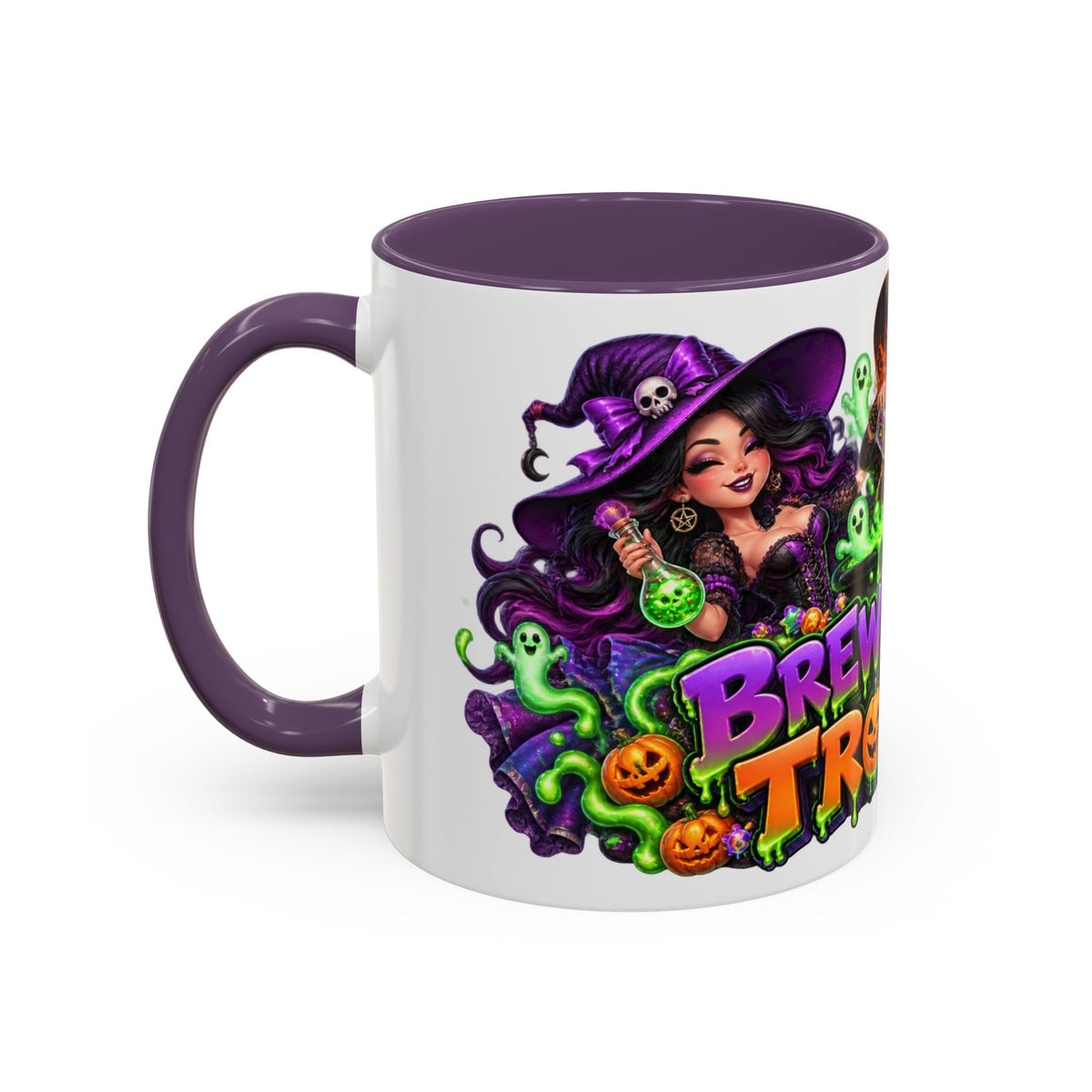 Brewing Up Trouble Witches Halloween White Mug