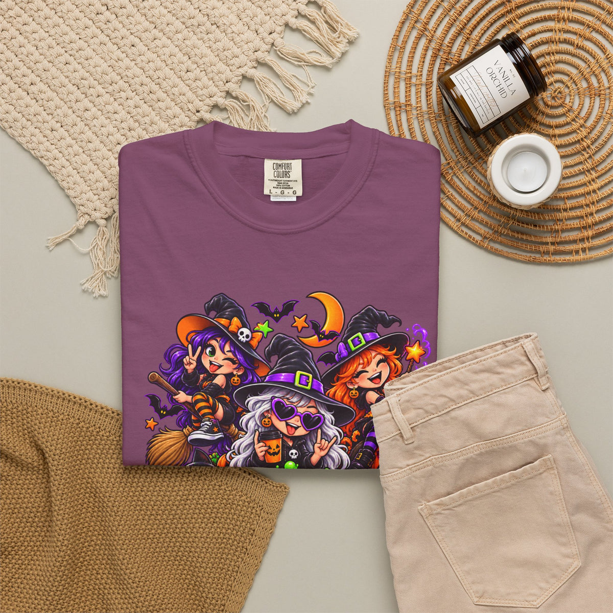 Witchy & Wild – Halloween Witch Crew Graphic T-Shirt