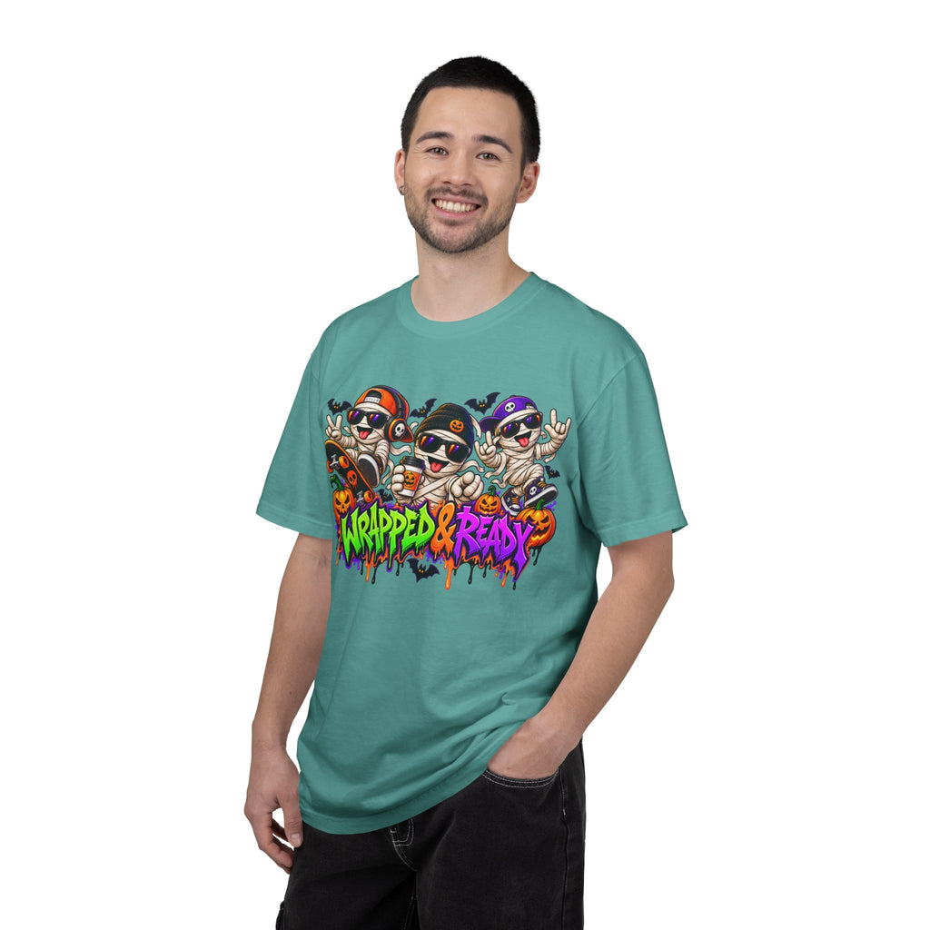 Wrapped & Ready – Halloween Mummy Crew Graphic T-Shirt