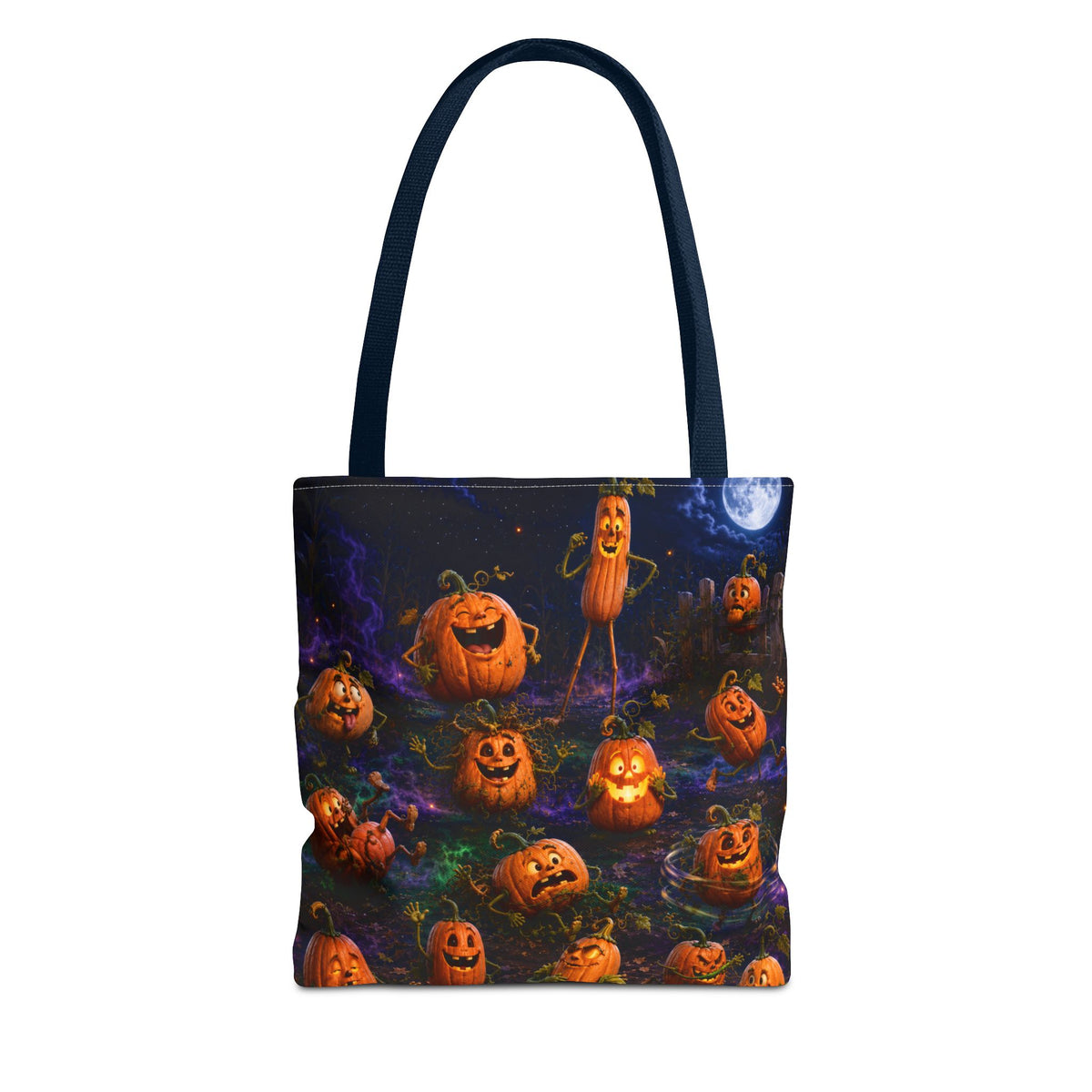 Halloween Pumpkin Patch Tote Bag — Spooky Jack-o'-Lantern All-Over Print