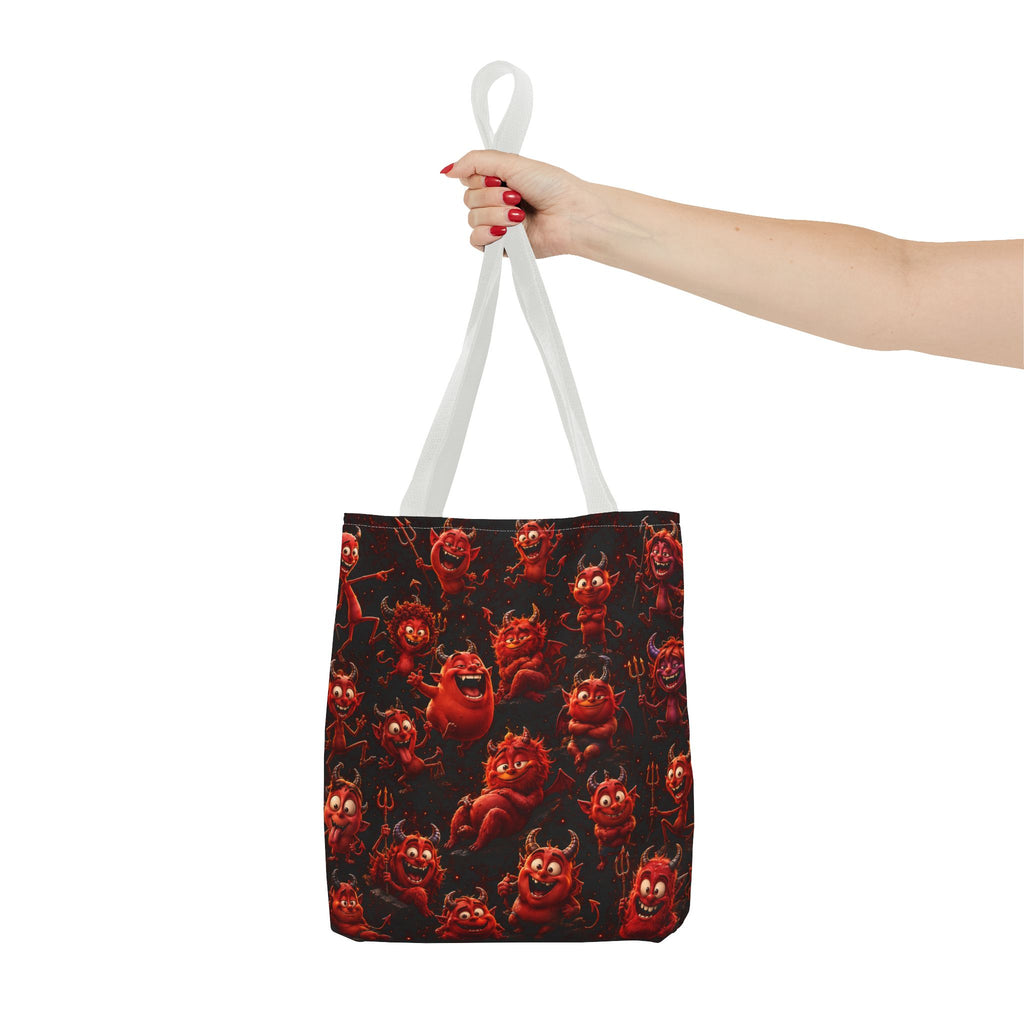 Funny Red Devils Tote Bag - Cute Mischievous Demon All-Over Print