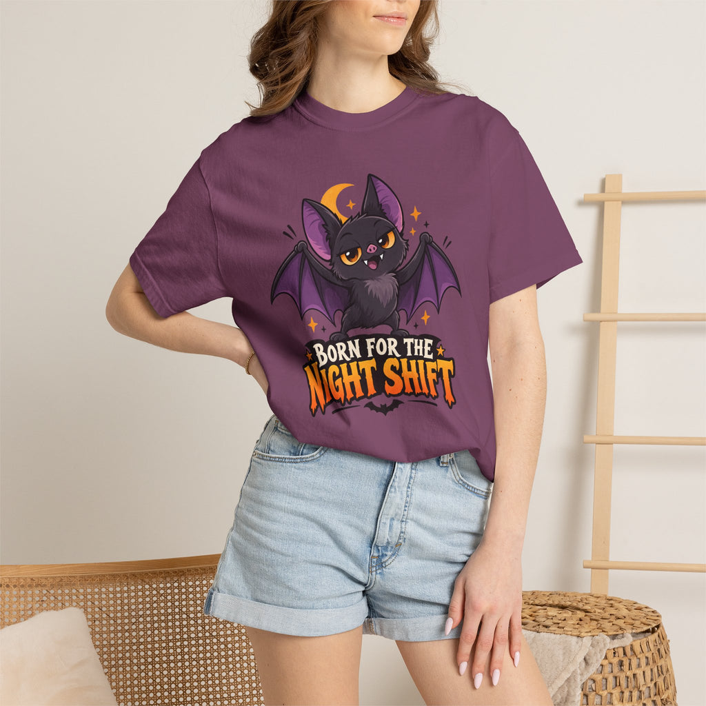 Born for the Night Shift – Cute Halloween Bat T-Shirt