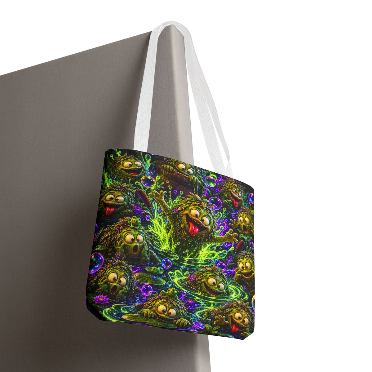 Cosmic Jellyfish Tote Bag – Neon Deep-Sea Galaxy Beach Tote