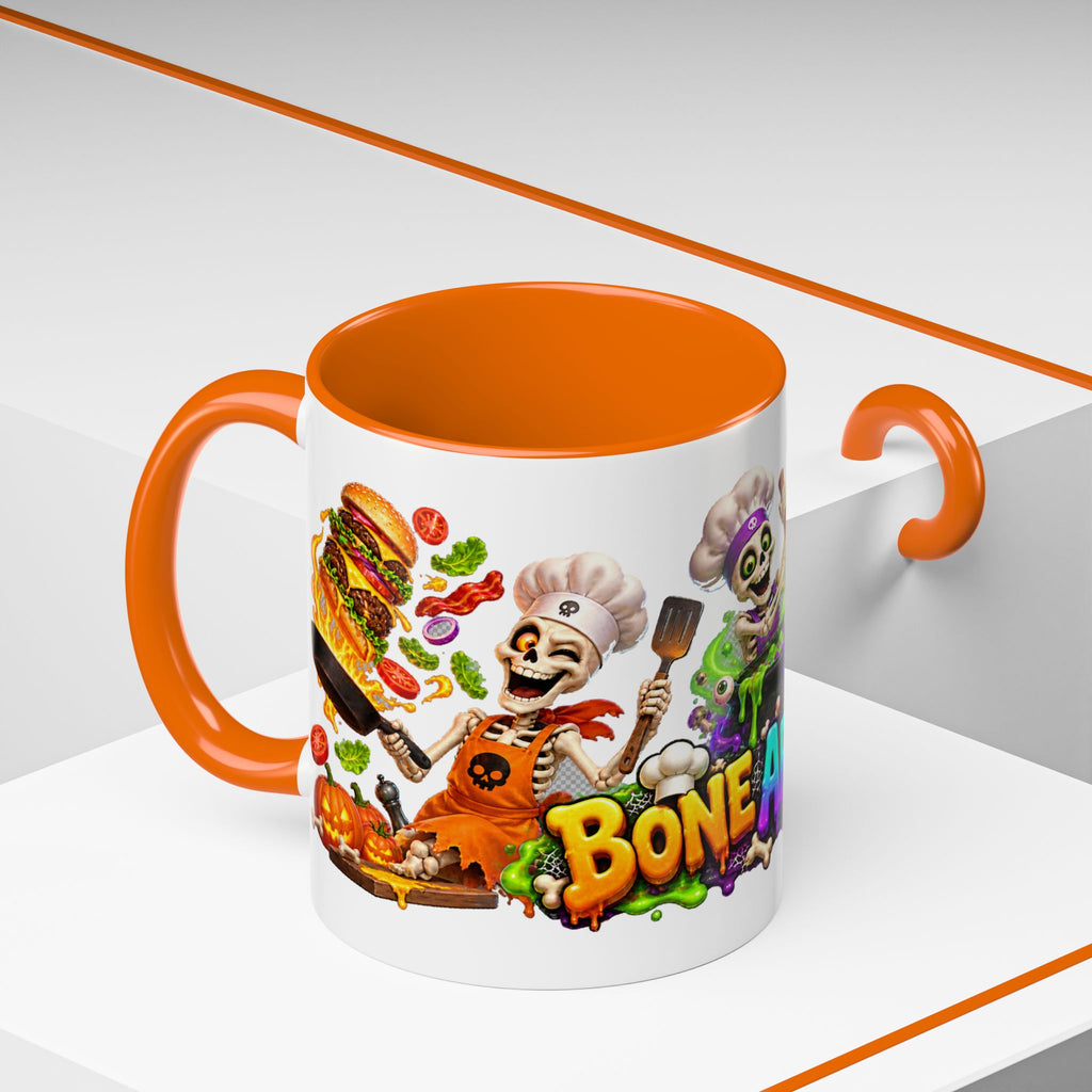 Bone Appetit Skeleton Chefs Halloween White Mug