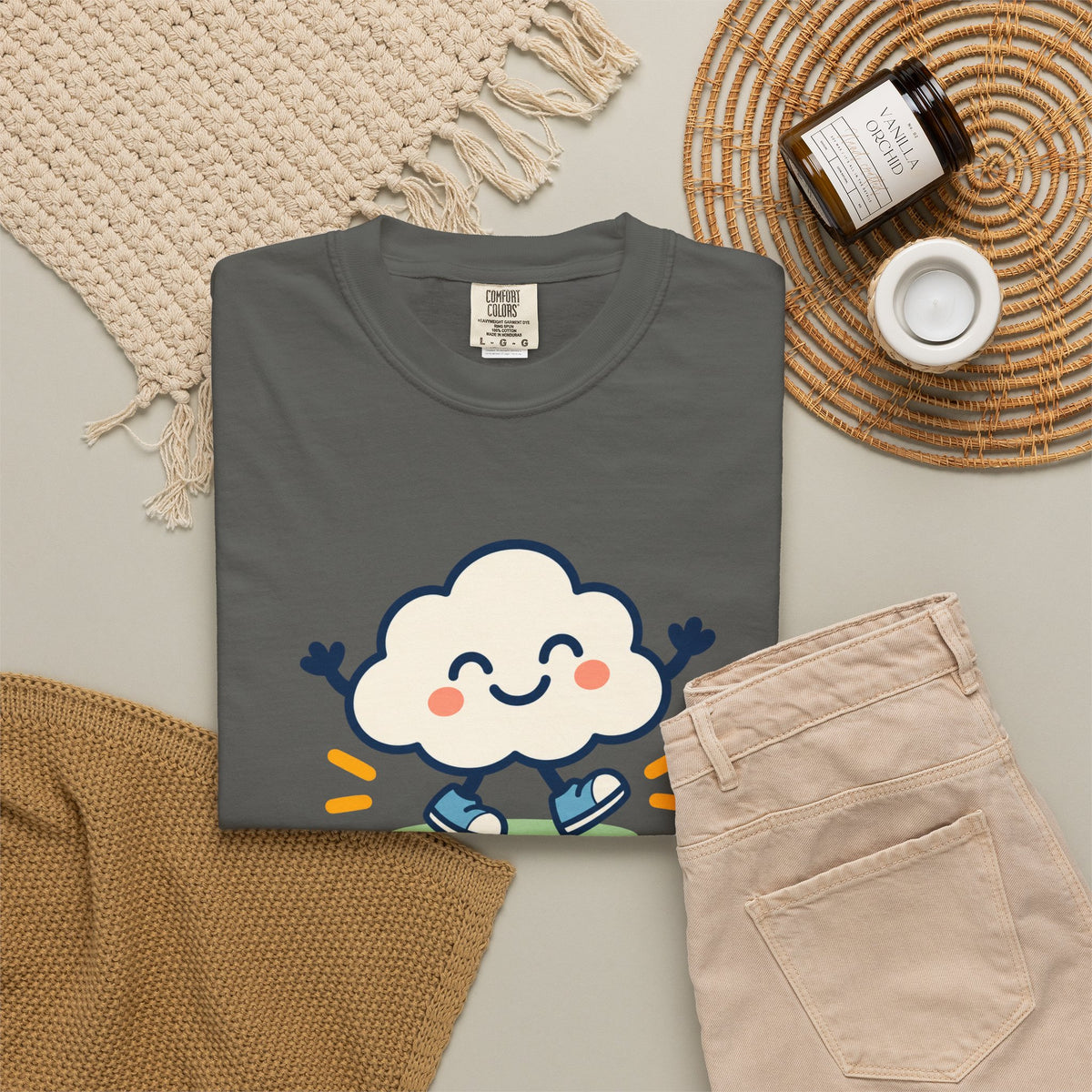 Take It Easy – Happy Cloud Graphic T-Shirt | Festora Everyday