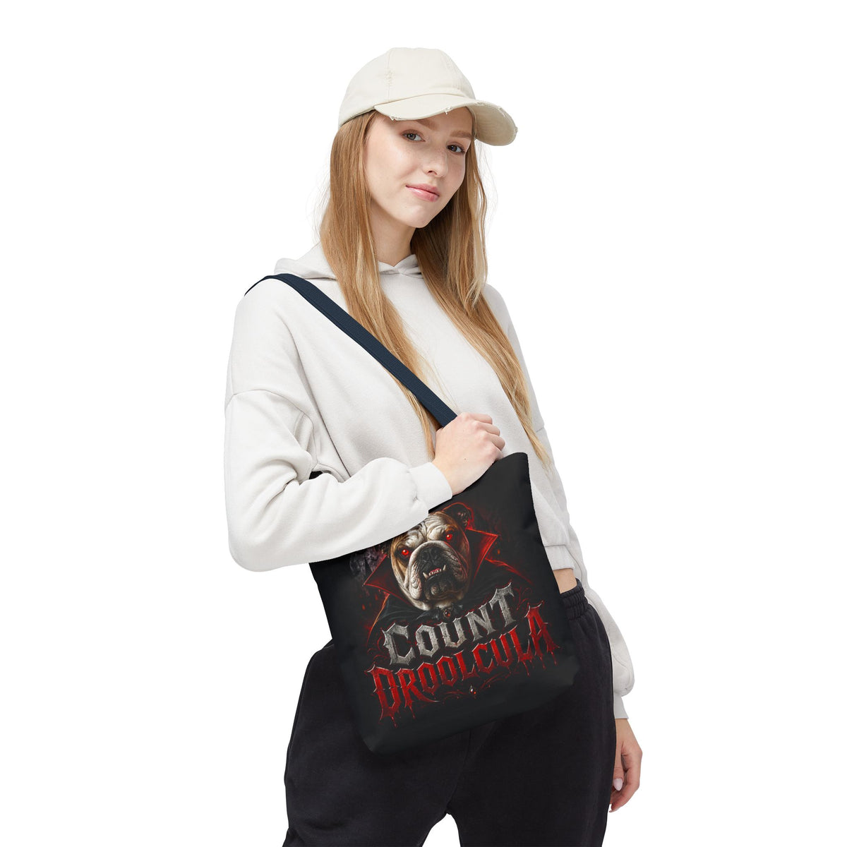 Count Droolcula Tote Bag — Halloween Bulldog Vampire Tote