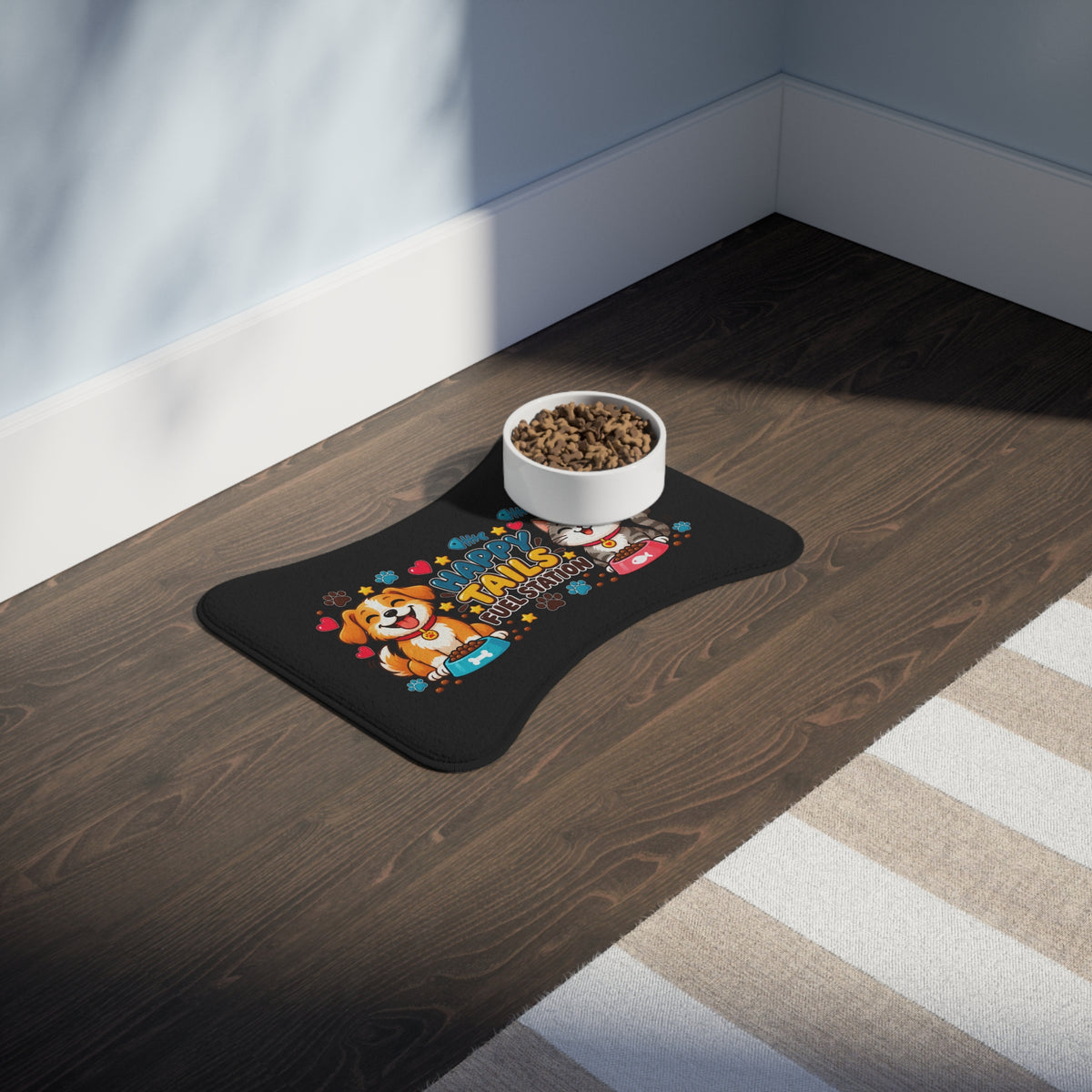Happy Tails Fuel Station Pet Feeding Mat – Dog & Cat Bowl Placemat