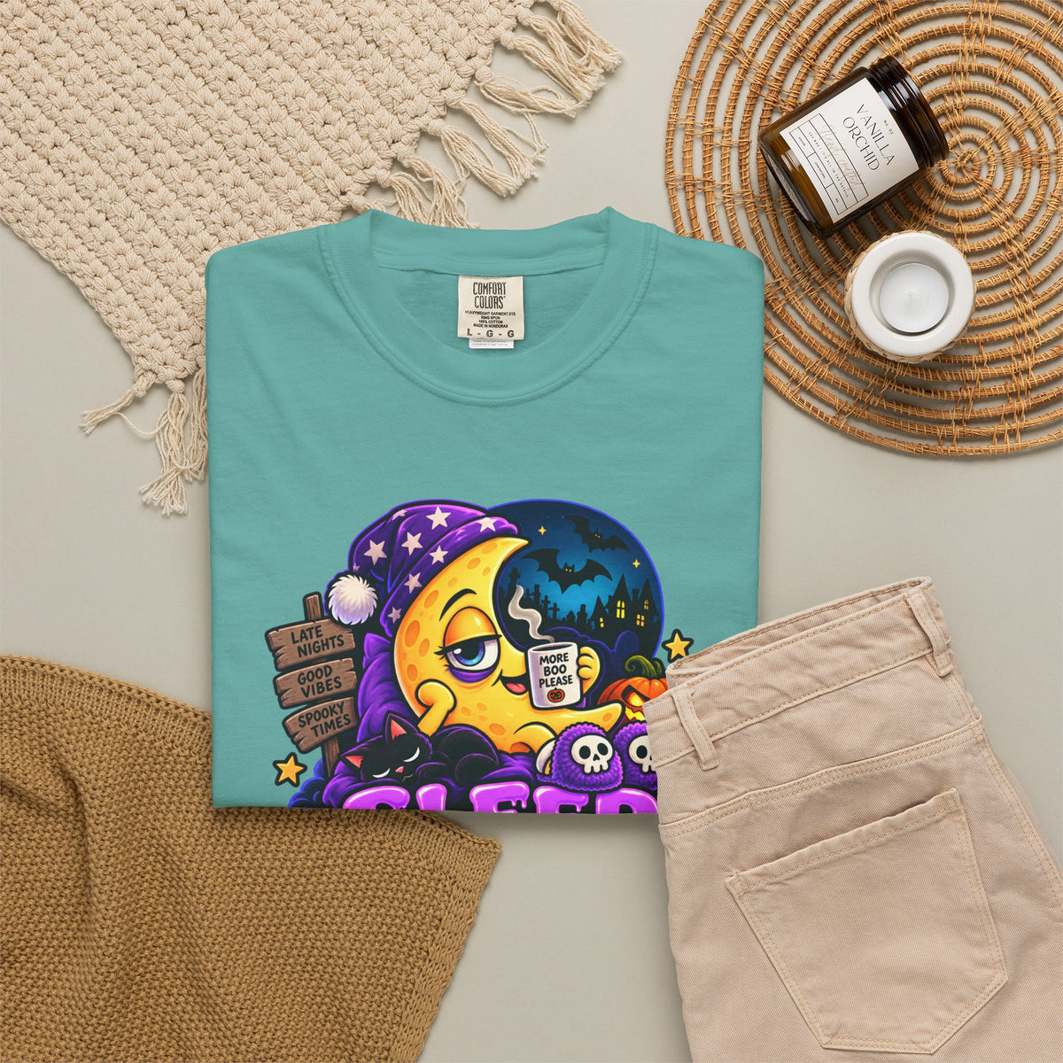 Sleep Is for the Living – Funny Halloween Moon T-Shirt