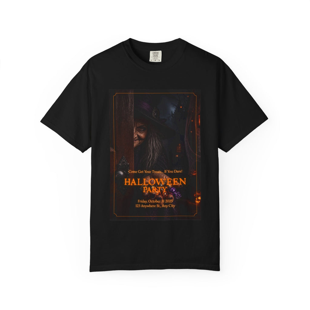 Halloween Party Witch Poster T‑Shirt — Spooky Haunted Event Tee