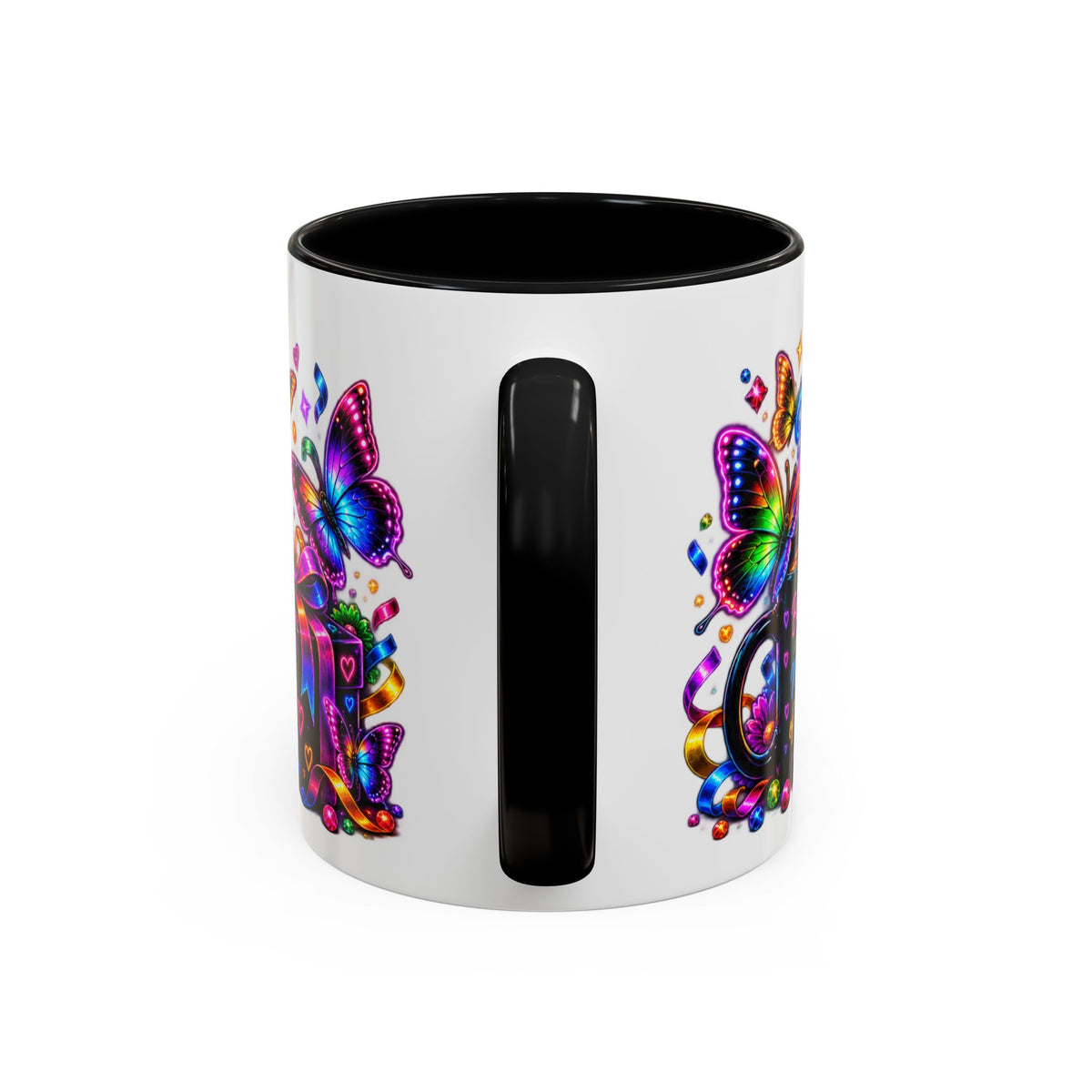 Birthday Coffee Mug – Colorful "Happy Birthday" Gift Mug with Butterflies & Candles