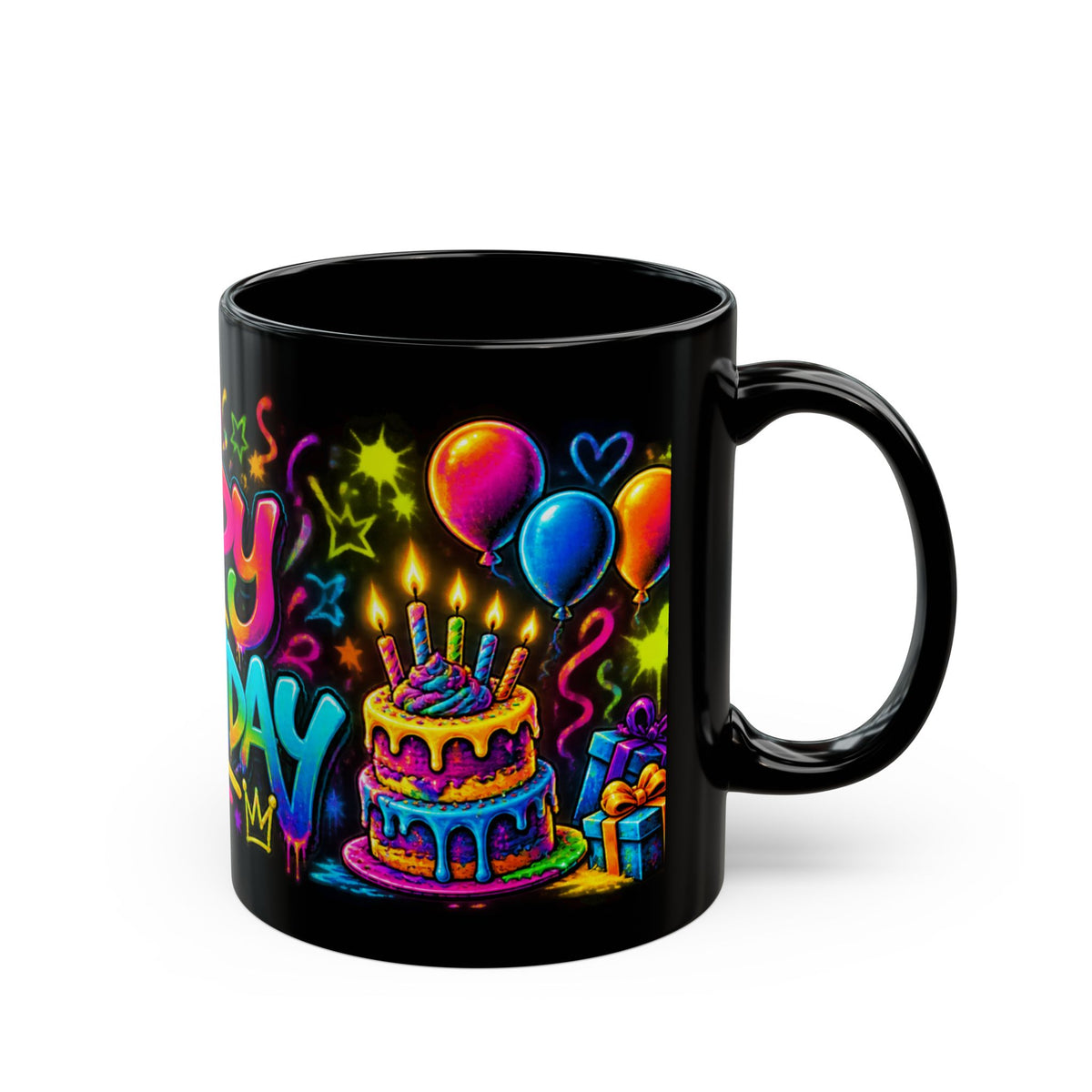 Birthday Mug — Colorful Graffiti Happy Birthday Coffee Cup (11oz)