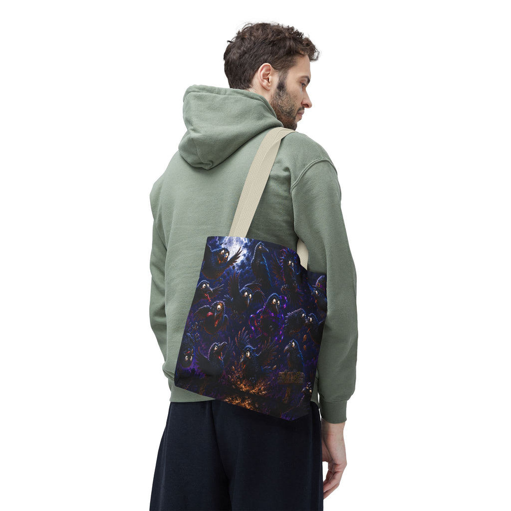 Crows at Midnight Tote Bag — Gothic Raven Moon AOP Tote for Halloween & Everyday