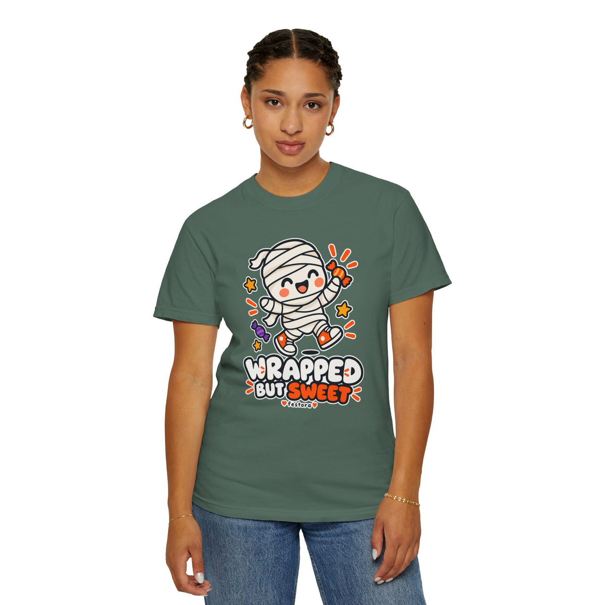 Wrapped but Sweet Halloween T-Shirt | Cute Mummy Graphic Tee
