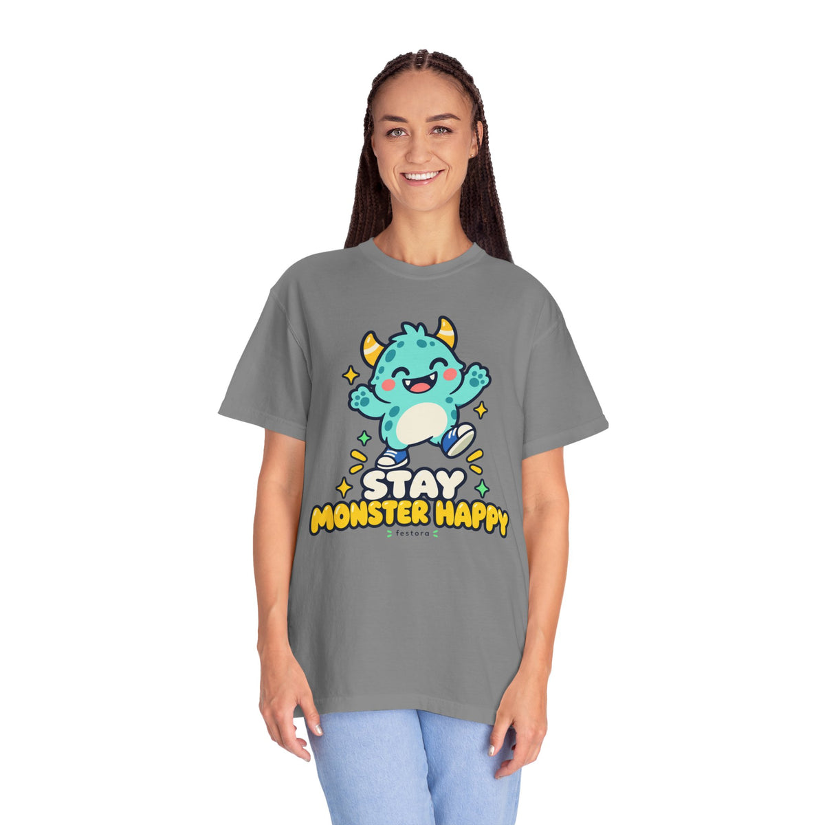 Stay Monster Happy – Cute Monster Graphic T-Shirt