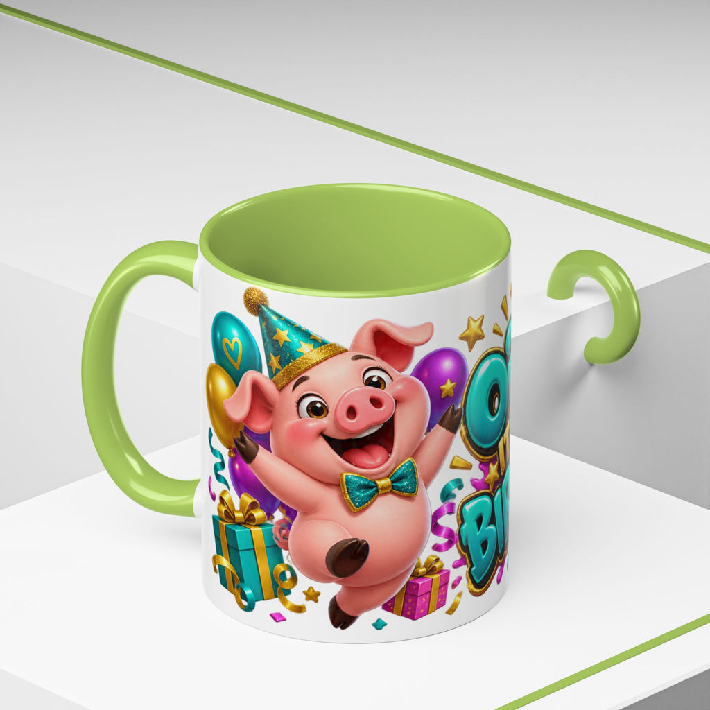 Oink! It’s Your Birthday White Mug – Cute Pig Birthday Cup, Colorful Funny Party Gift