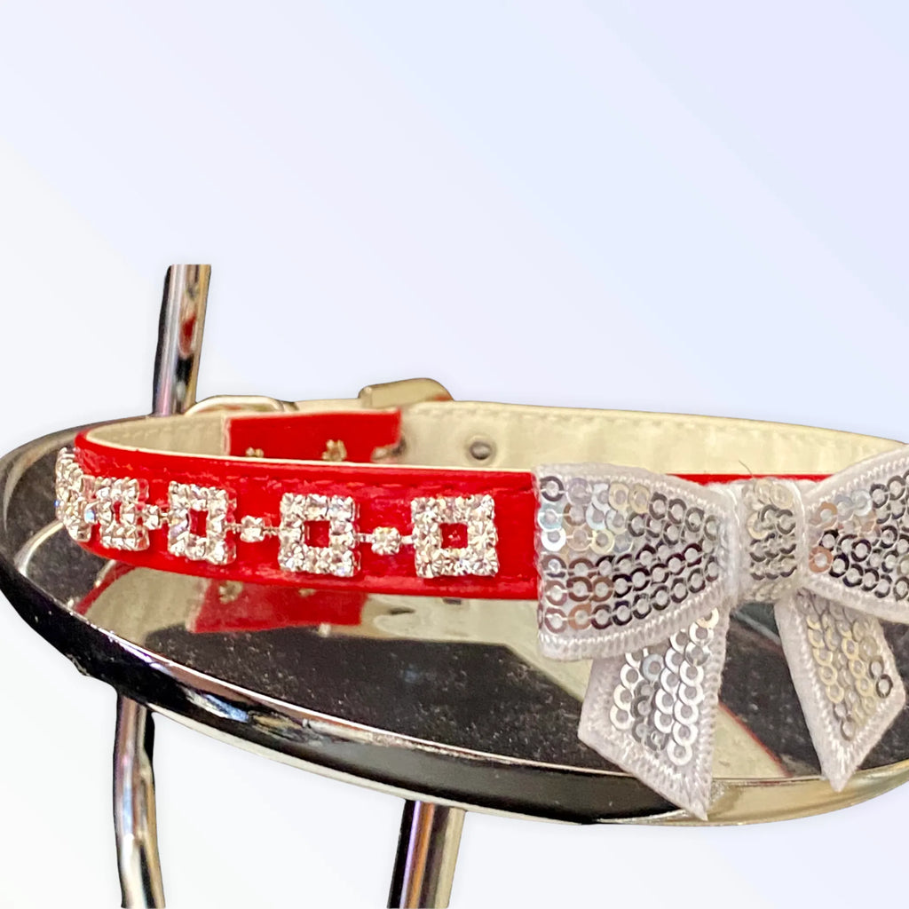 Holiday Bow Dog Collar – Sparkling Rhinestone Festive Style